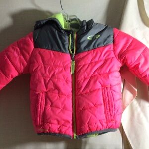 Champion Neon Pink and Gray Kids Puffer Jacket